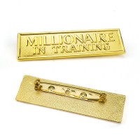 Custom Raised Gold Plated Metal Handbag Logo Plate Pin Nameplate